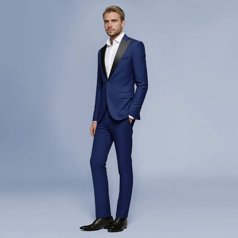 Cloudstyle 1103 Series Single-Breasted 2-Piece Tuxedo Suit Blue, front view