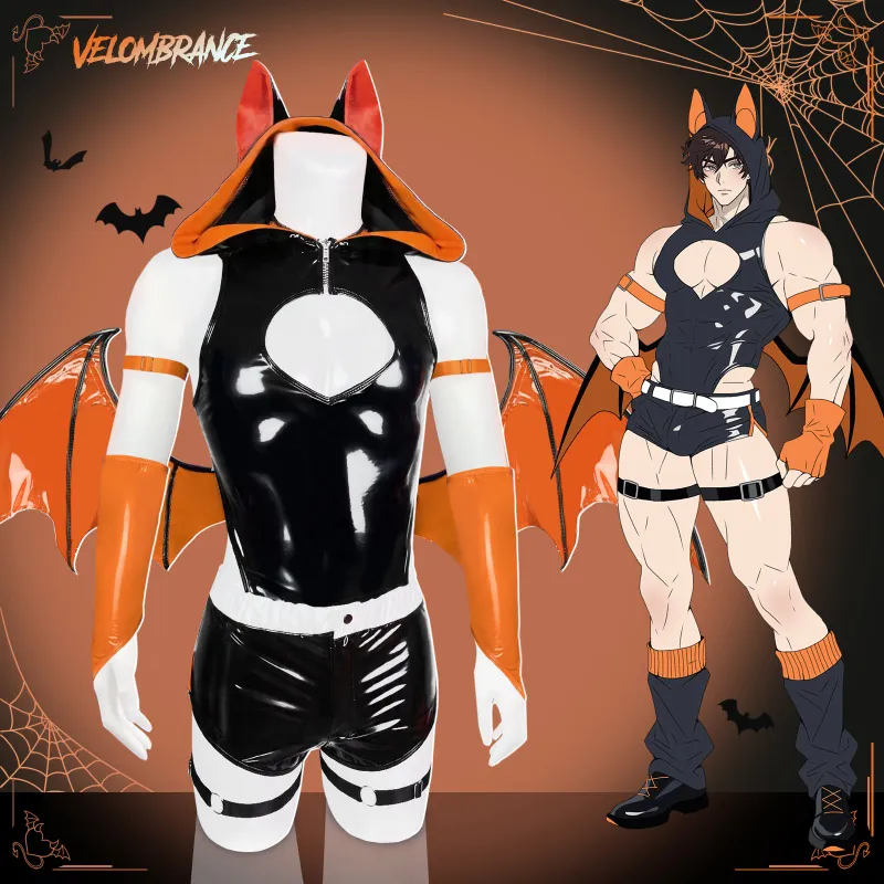 Velombrance Lightning Bat Set (7-Piece Set) AS52, bat bodysuit with wing and stockings
