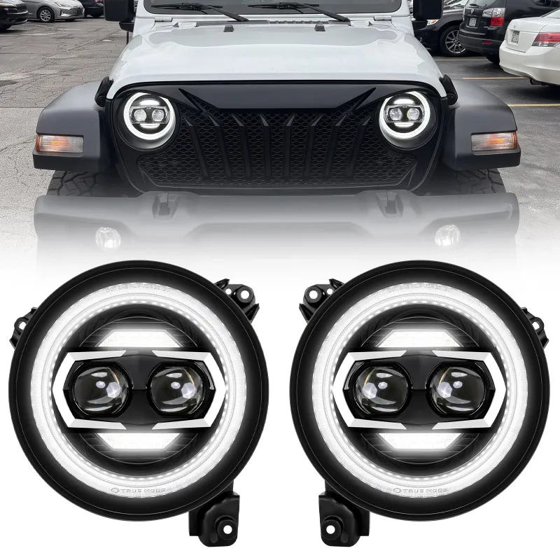Sunpie 9-Inch LED Headlights with DRL and Turn Signals for Jeep Wrangler JL JLU and Gladiator JT