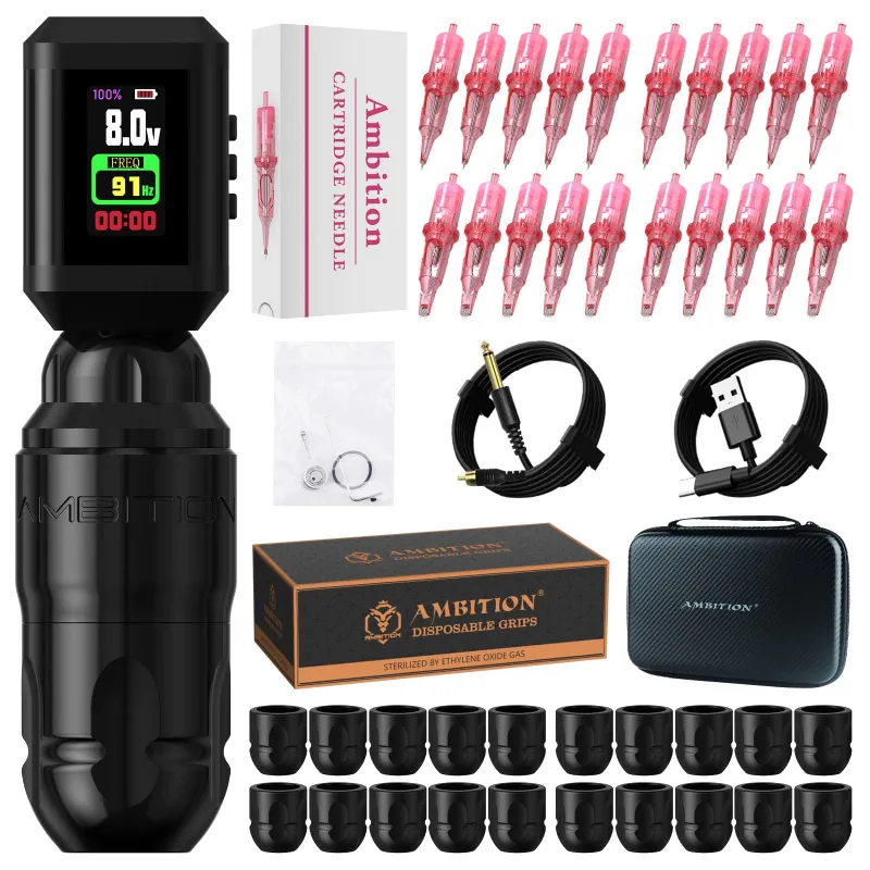 Ambition Tattoo Lutin Rotary Tattoo Pen Kit with wireless power supply and color display