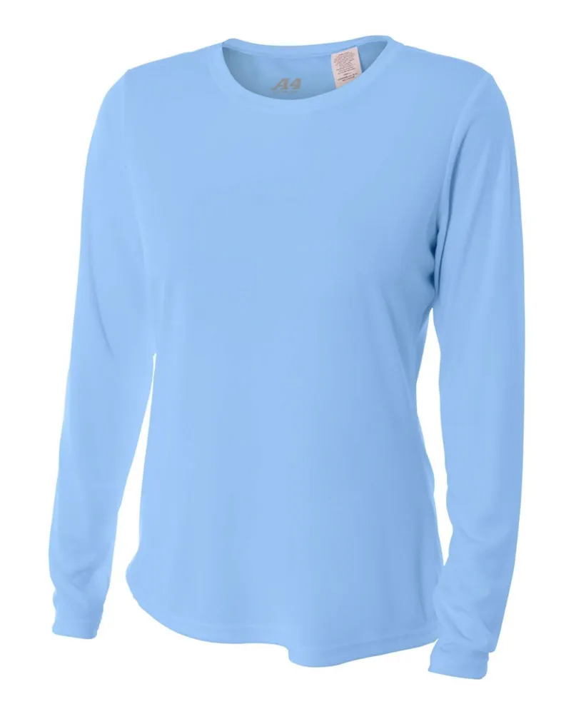 Do It Tennis A4 Women's Performance Long-Sleeve Crew Neck Shirt Light Blue