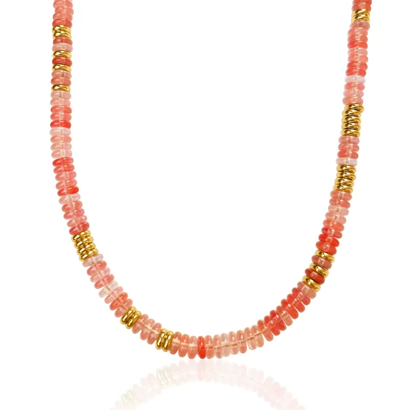DORSYA Amalfi Watermelon Quartz Beaded Necklace with pink and red gemstone beads