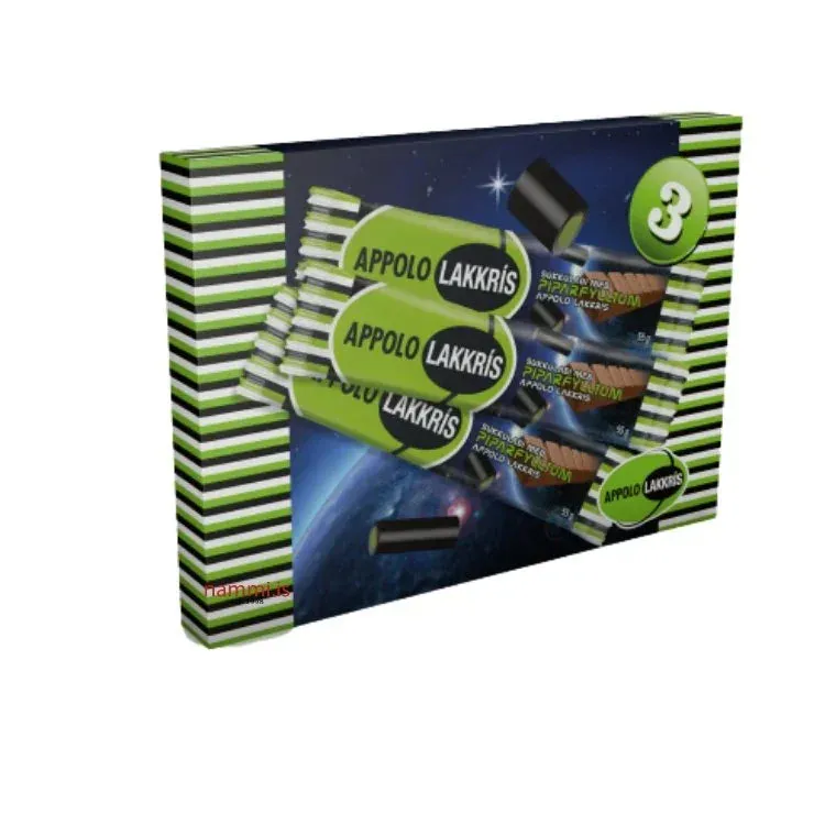 Nammi 3 x Appolo Pepper Liquorice Chocolate bars with cream chocolate and pepper liquorice filling