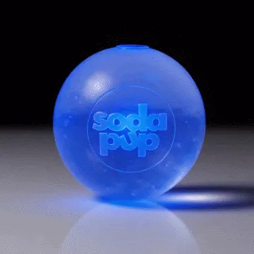 Soda Pup Strobe Ball Light-Up Dog Toy - durable floating glow ball for night fetch