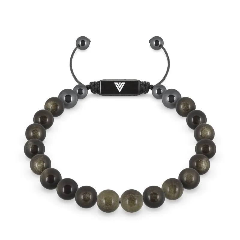 VOLTLIN Golden Obsidian Shambala Bracelet on black cord