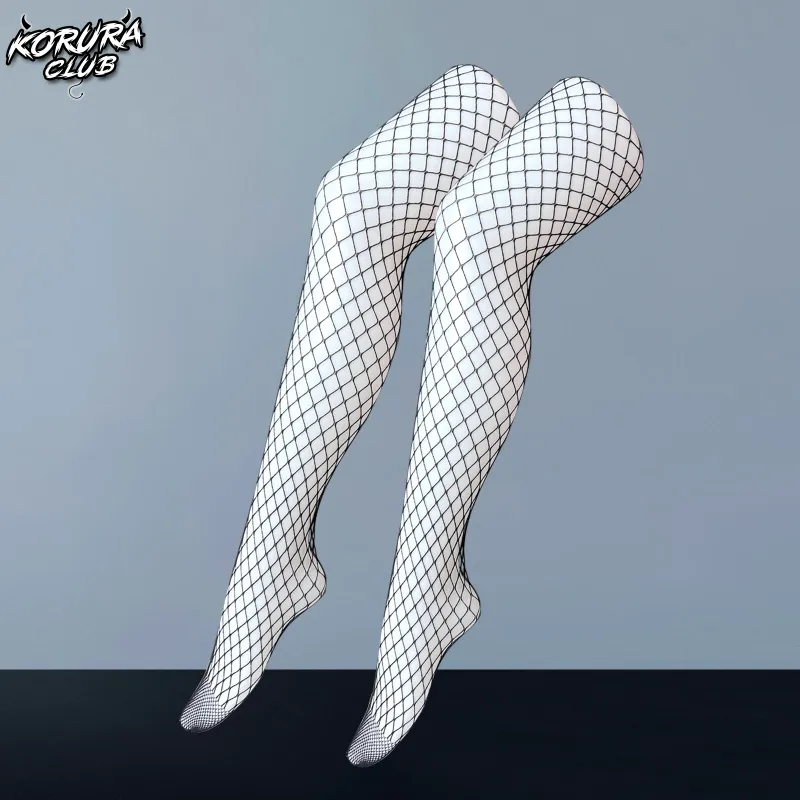 Koruraclub Fishnet stockings FS01 in black or white polyester
