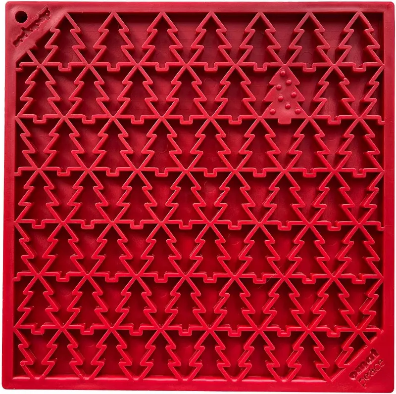 Soda Pup Peace Christmas Tree emat enrichment lick mat for dogs and cats with Christmas tree design
