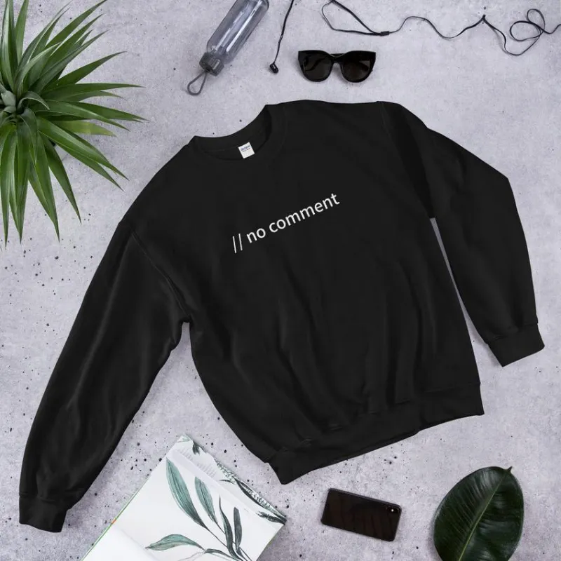 MyHackerTech // no comment unisex sweatshirt, solid color classic crew neck