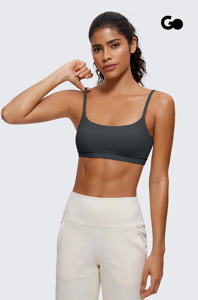 Essenther Global Adjustable Spaghetti Straps Sports Bra with scoop neckline and thin adjustable straps