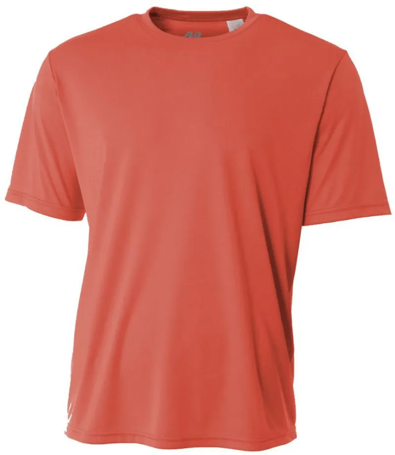 Do It Tennis A4 Men's Performance Crew Shirt (Coral) - coral athletic crew shirt