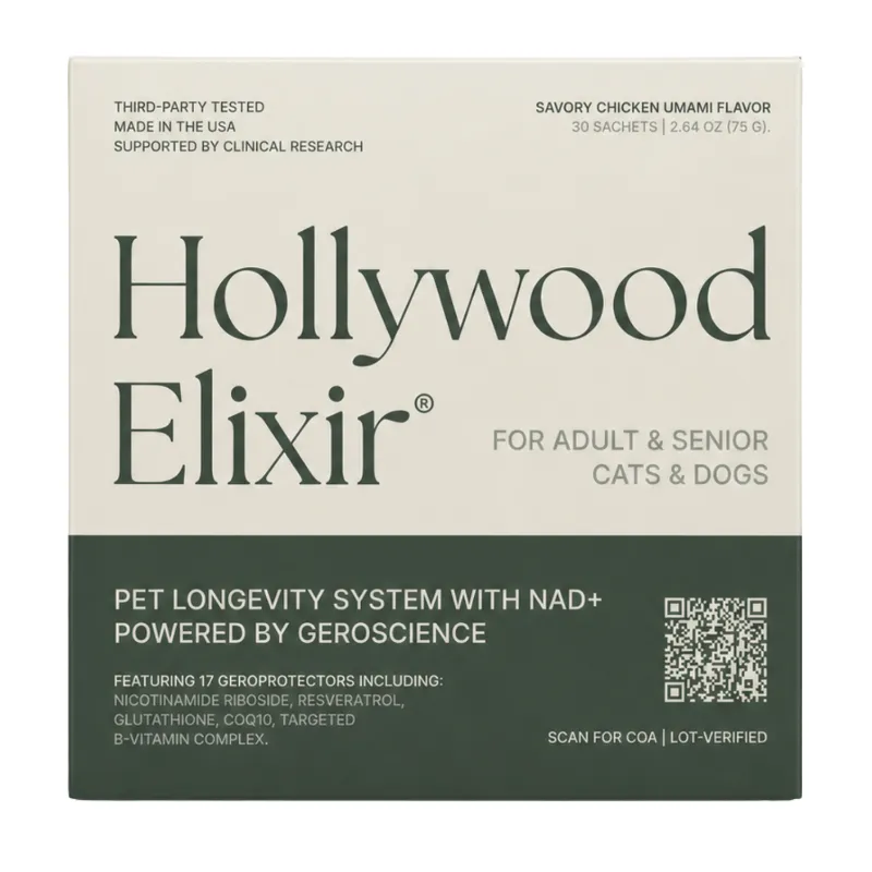La Petite Labs Hollywood Elixir Longevity System supplement box for dogs and cats