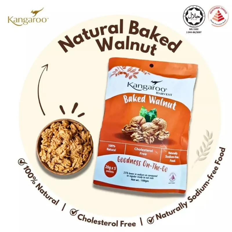 HoneySpree Kangaroo Baked Walnut Bundle of 2, single-serve walnut packets