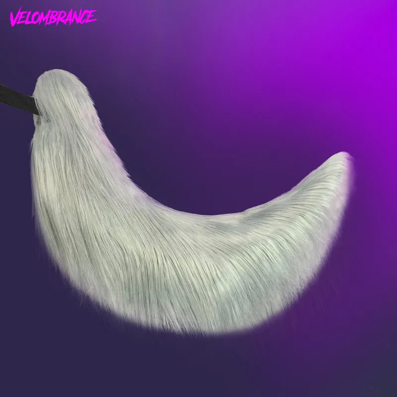 Velombrance Cosplay Tail VA04 plush grey tail shown against plain background