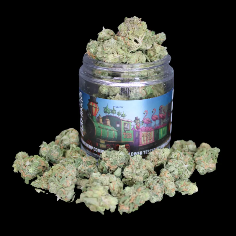 THCA Small Buds Dank Dream THCA Flower indoor cannabis buds in glass jar