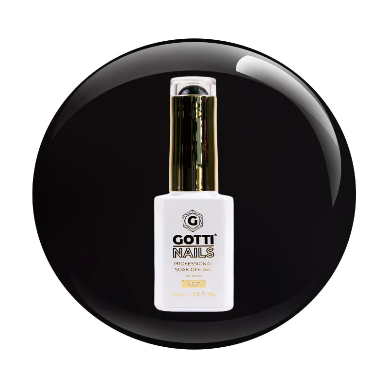 Gotti Nails #02G Gel Color Back To Black bottle with glossy black crème finish