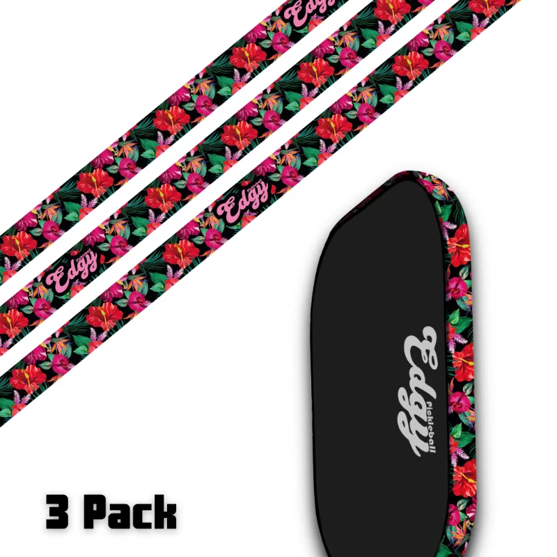 SLYCE Sport Realistic Floral Edge Tape three pack, photographic flower design pickleball paddle edge tape