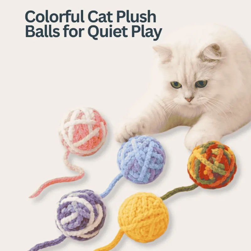 4FurBaby Colorful Plush Bell Ball Cat Toys in assorted colors showing soft textured surface