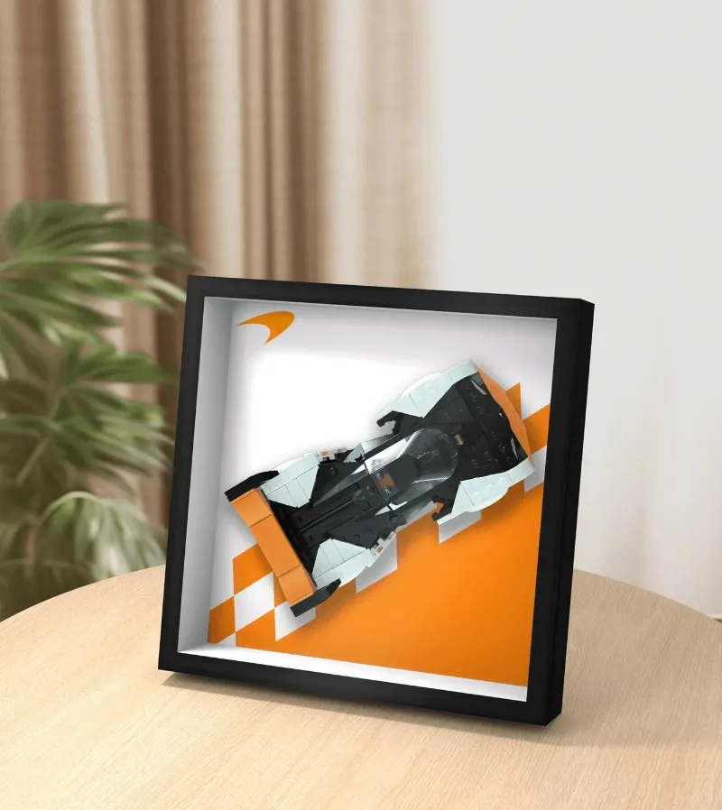 ICUANUTY Display Car Frame for Lego Speed Champions McLaren 76918, wall-mounted frame with mirror interior