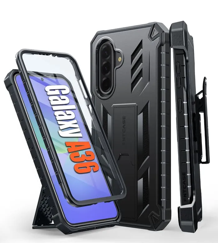 FNTCASE OFFICIAL rugged protective phone case for Samsung Galaxy A36/A56 5G with belt clip holster and kickstand