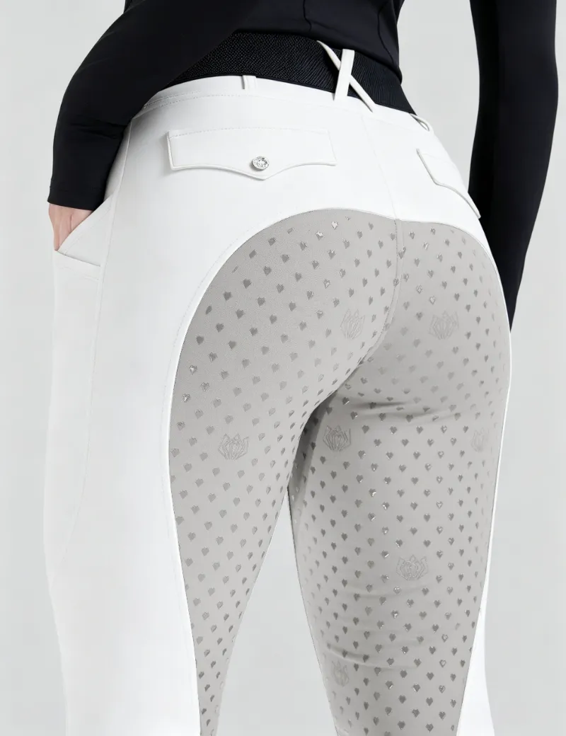 FiTST4 Women Full Seat Breeches Faux Back Pockets Colorblock with silicone grip panel