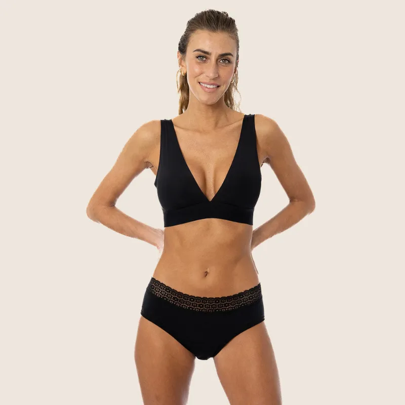 Lilova Avery Cotton Hip-Hugger in grey, front and side view