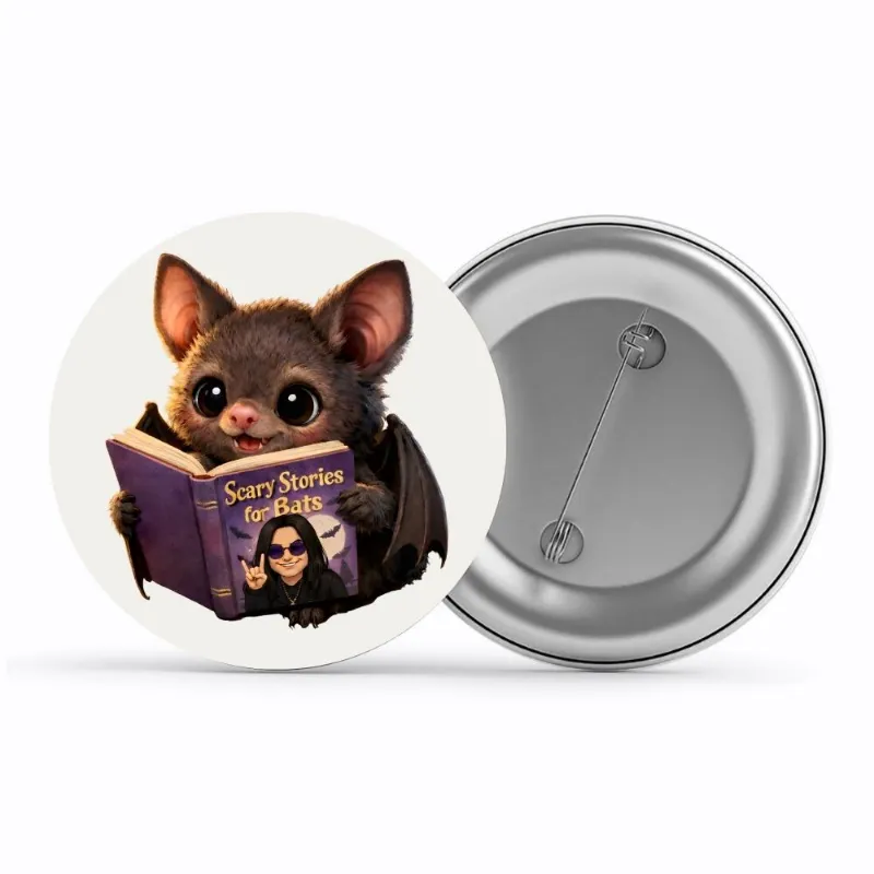 The Banyan Tee US Badge - Scary Stories For Bats pin button with glossy finish