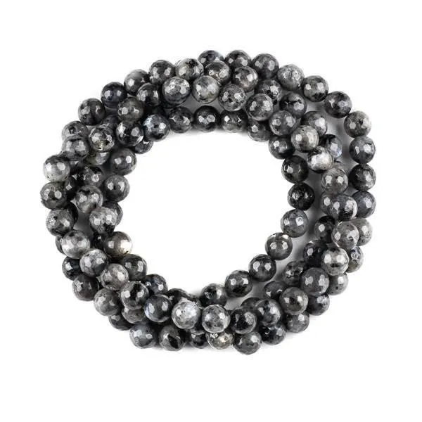 Cherry Tree Beads black labradorite 8mm faceted round mala beads, 36 inch strand