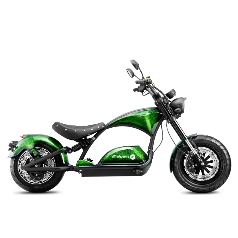 Eahora E-scooter 2026 Eahora M1PS Outlaw Green electric chopper in bold green finish with chopper frame