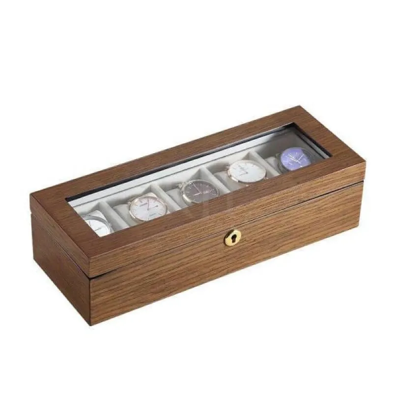 Rotation Horlogère coffret montre bois WoodTime 5 emplacements with wood exterior and white velour interior