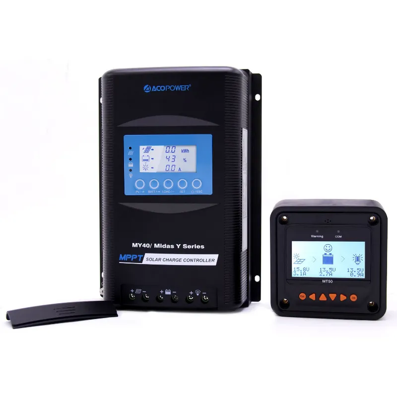 ACOPOWER Midas 40 Amp MPPT Solar Charge Controller with MT-50 remote meter and temperature sensor