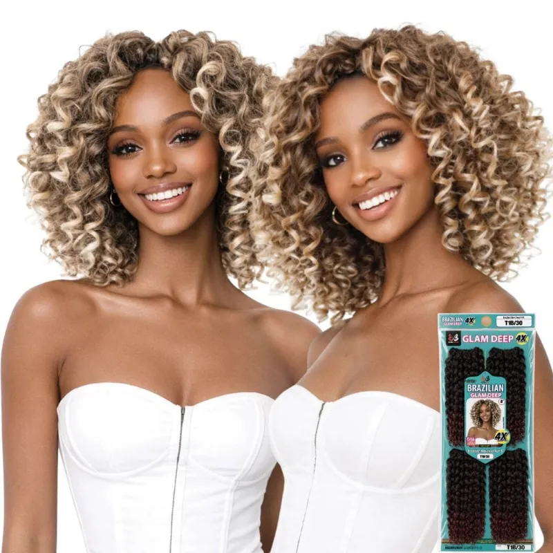 Hairsofly Shop Bobbi Boss Synthetic Crochet Hair 4X Brazilian Glam Deep Wave 8 inch
