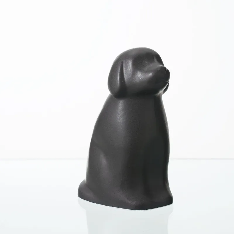 Pulvis Art Urns Cuddle Pet Urn for Dog in grey matte ceramic with curved design and gold accents