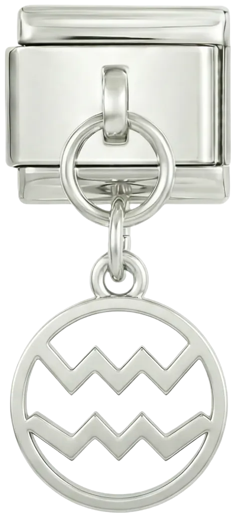Charms Official Aquarius Sign on Silver charm with astrological symbol