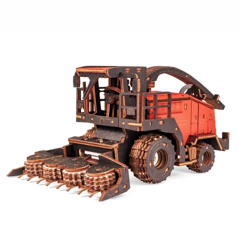 Varvikas 3D Wooden Mechanical Puzzle Kit, Harvester Forage (BEW010e) with red detailing