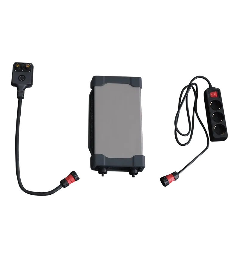 Waydoo EVO Inverter Charger, compact black and silver power unit with dual charging and inverter functions