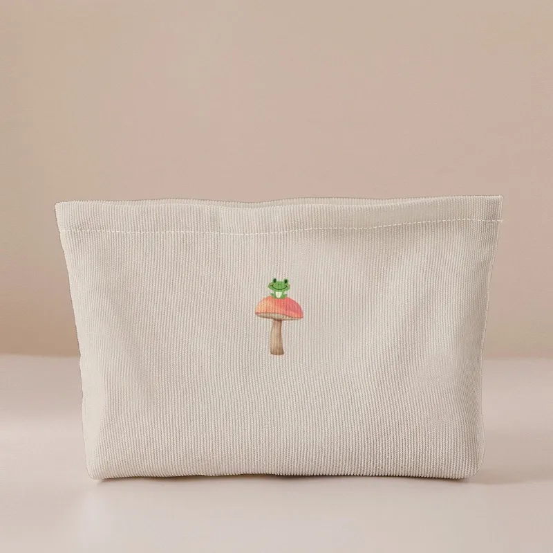 High Dreams Zipper Makeup Bag Mushroom Frog with multicolor print design