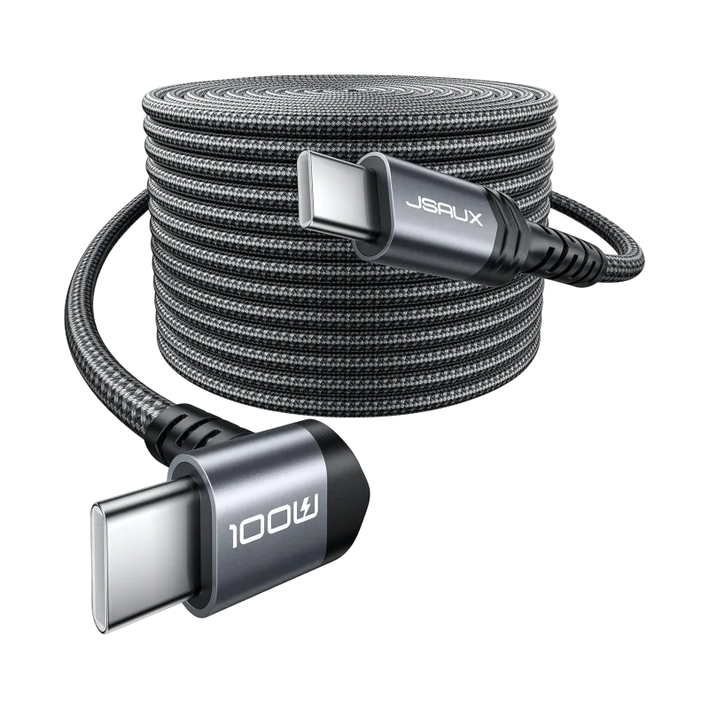 JSAUX 90° USB-C Right Angle Charging Cable with L-shaped connector and braided design