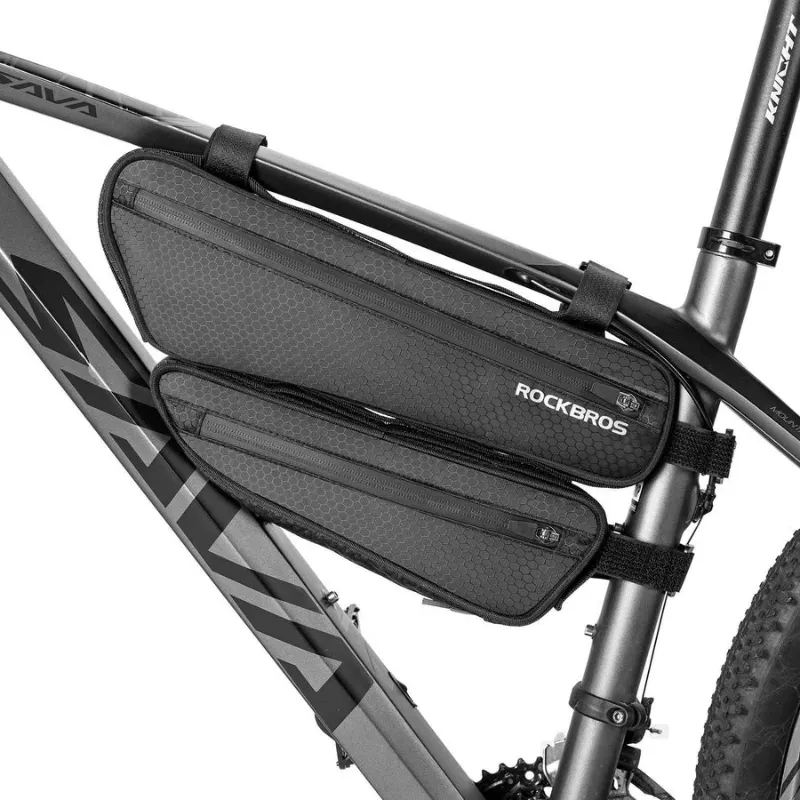 RockBros US 2-in-1 Bike Top Tube & Frame Bag shown mounted on bicycle frame
