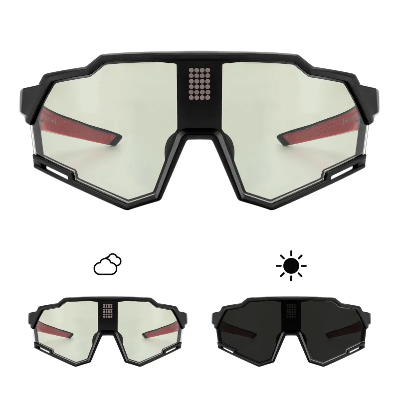 RockBros US Anti-Glare Smart LCD Adaptive Cycling Glasses with dark tinted lenses and lightweight frame