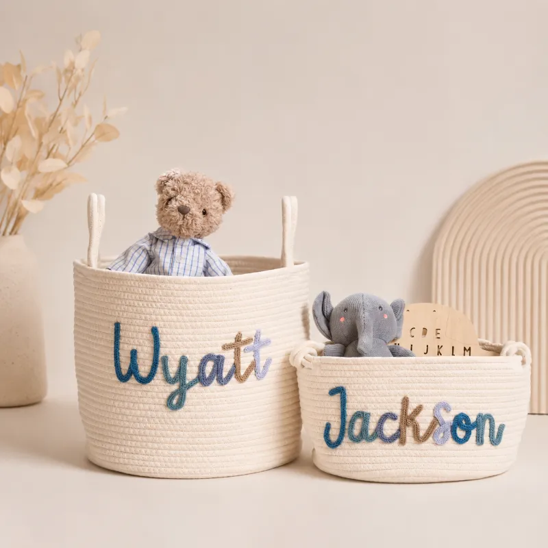 MamaRaya Personalized Baby Gift Basket with custom name in soft yarn