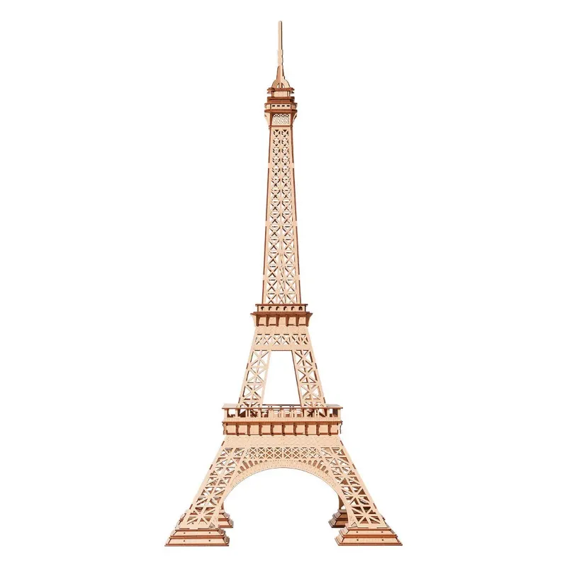 Varvikas 3D Wooden Mechanical Puzzle Kit, Eiffel Tower Plus (TGC02) assembled wooden tower model