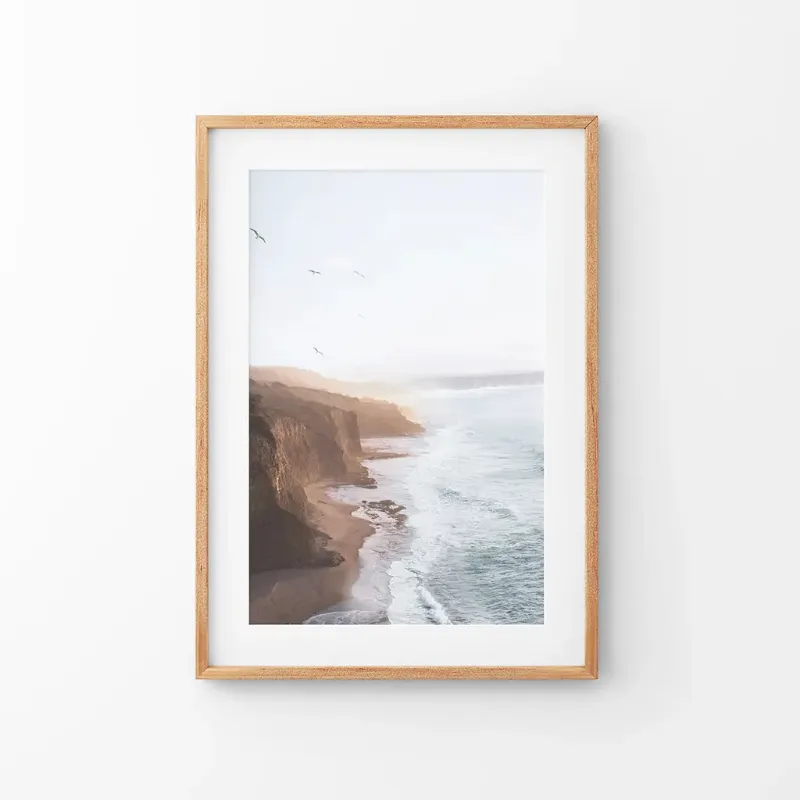 Wall Art Set Coastal Cliff and Ocean Rocks Poster showing rocky coastline and waves