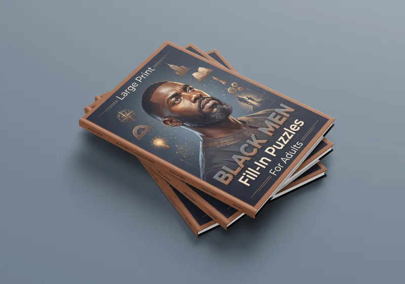 Imani Oliver Black Men Fill-In Puzzles book showing grid puzzle format
