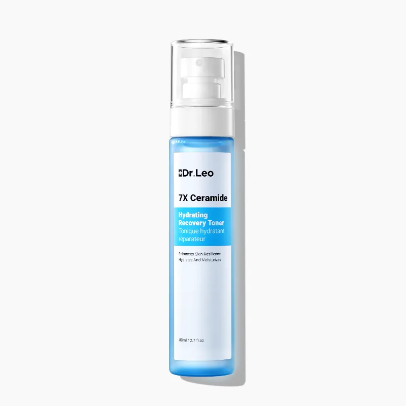 Dr Leo 7X Ceramide Hydrating Recovery Toner bottle with droplet graphic