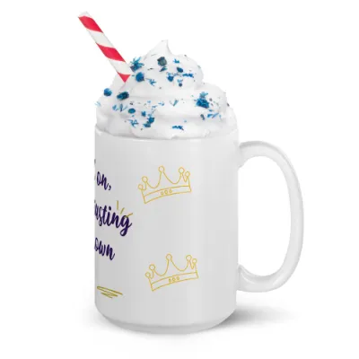 Viva Koutour Cosmetics Adjusting My Crown Coffee Mug ceramic mug with vivid print