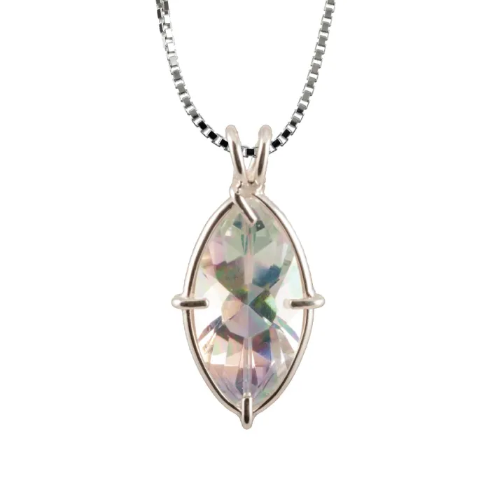VOLTLIN Angel Aura Quartz Infinite Eye Chain Pendant in sterling silver frame