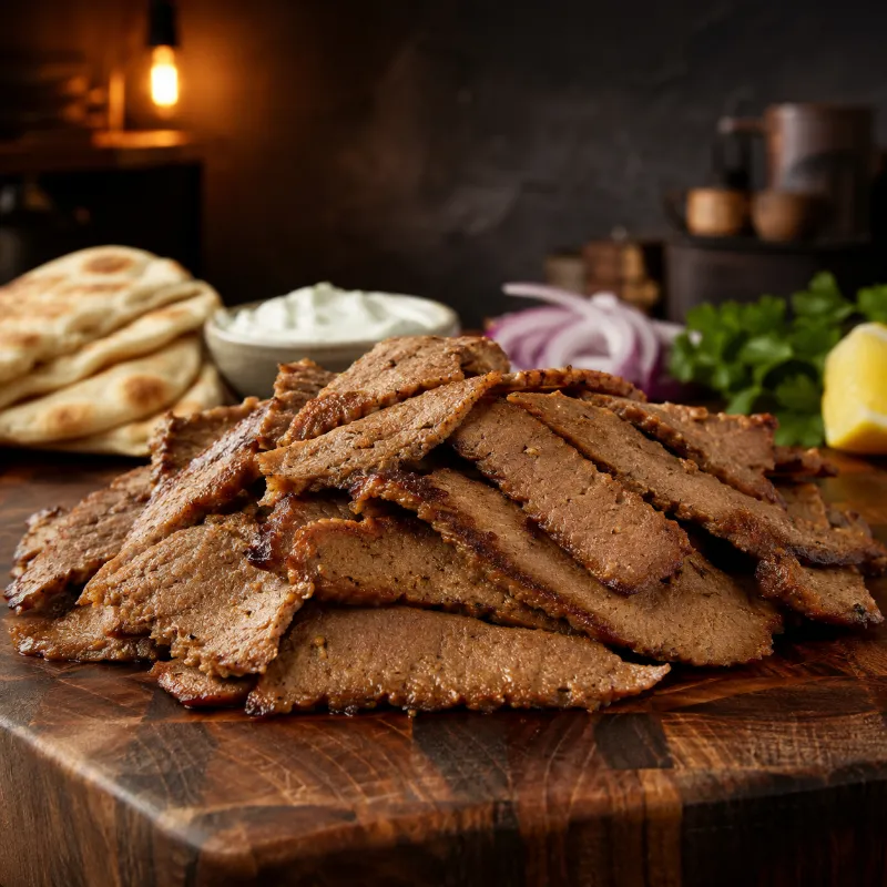 Halal World Depot Halal Beef Gyro Slices | 100% Zabiha fully cooked slices