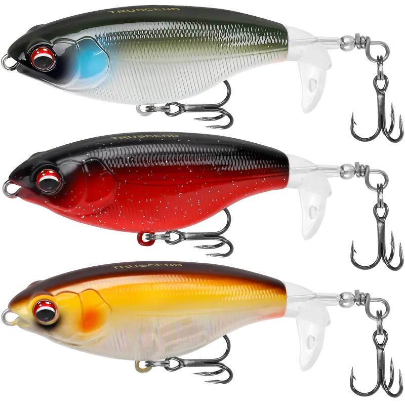 Truscend Fishing PoPobait topwater plopper lure with rotating tail blade and BKK hooks
