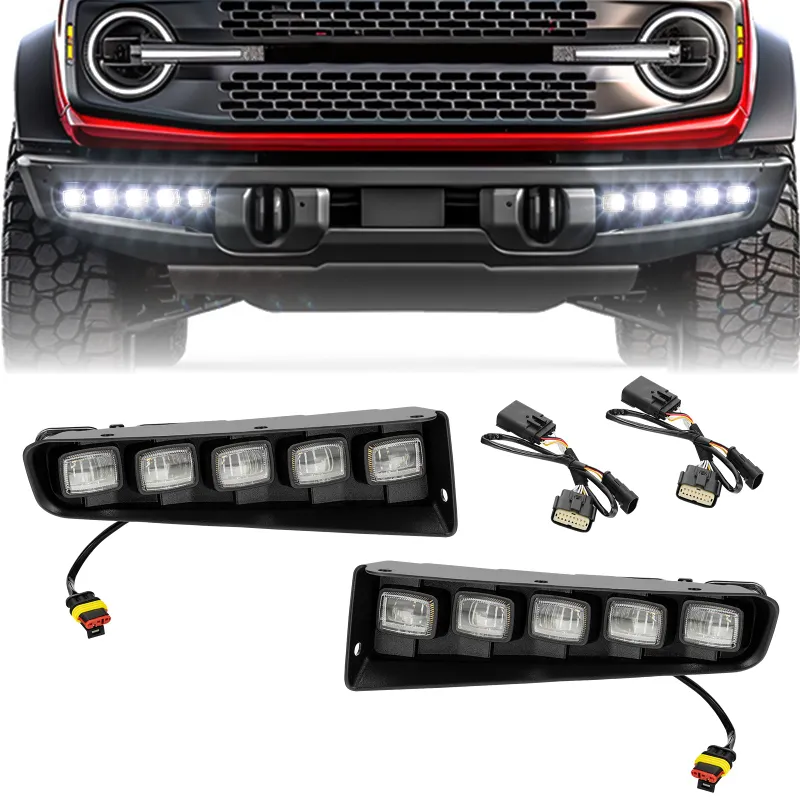 Sunpie Ford Bronco LED Fog Light Kits in black ABS plastic with white LED beads