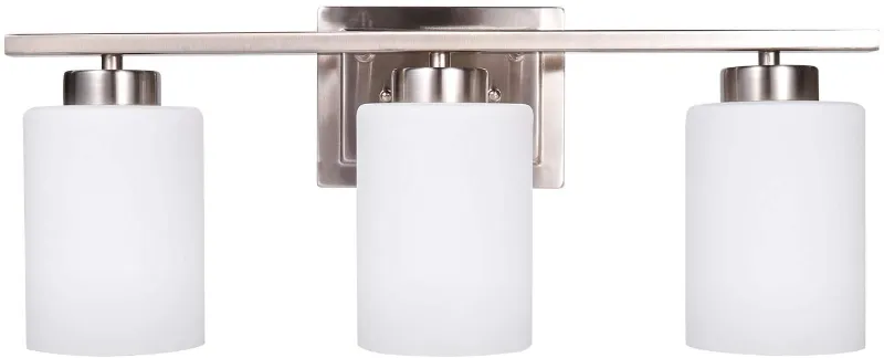 AIBOO Bathroom Lighting Fixture Over Mirror Bath Vanity Light with brushed nickel finish and white frosted glass shade